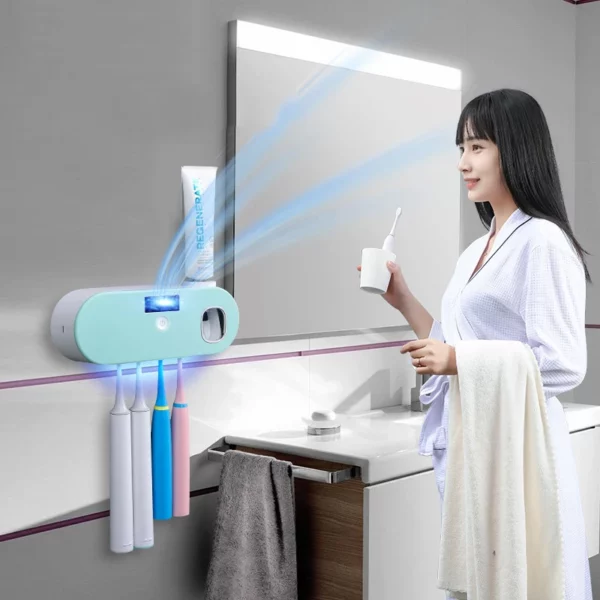 Toothbrush UV Sterilizer with Toothpaste Squeezer