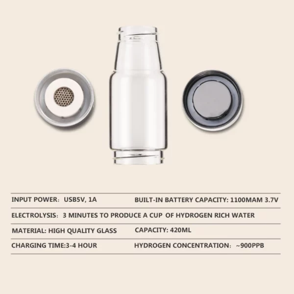 Portable Hydrogen Alkaline Water Ionizer Bottle