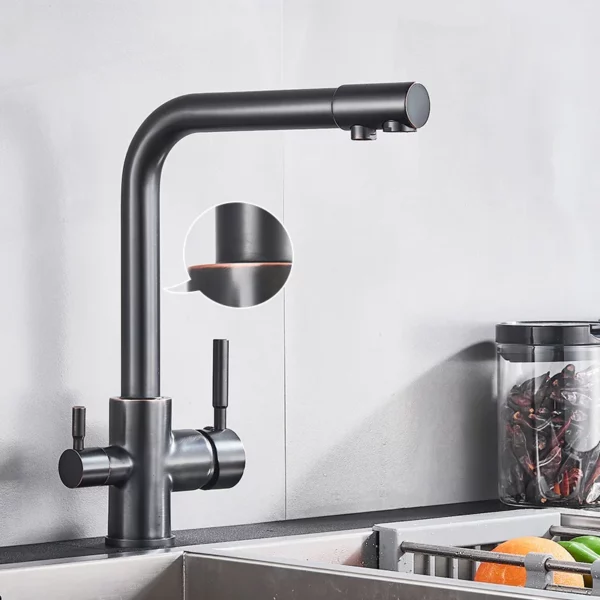 Black Grey Filtered Kitchen Sink Faucet