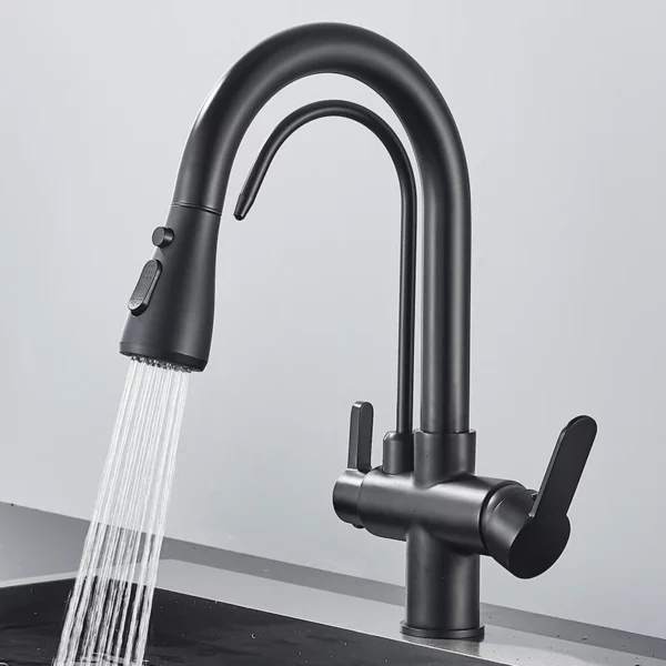 Quyanre 3-Way Matte Black Kitchen Faucet