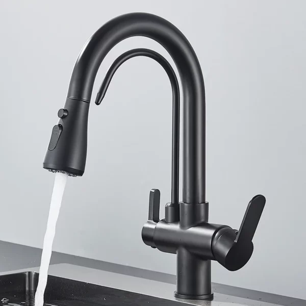 Quyanre 3-Way Matte Black Kitchen Faucet