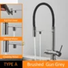 Sd70f41596ca94b51b0d49e4a85a34f33o-9.webp Black Grey Dual Handle Filtered Kitchen Faucet