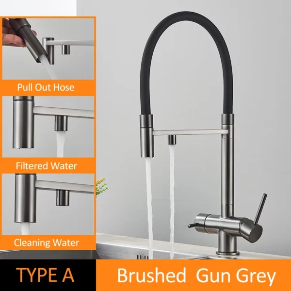 Sd70f41596ca94b51b0d49e4a85a34f33o-9.webp Black Grey Dual Handle Filtered Kitchen Faucet